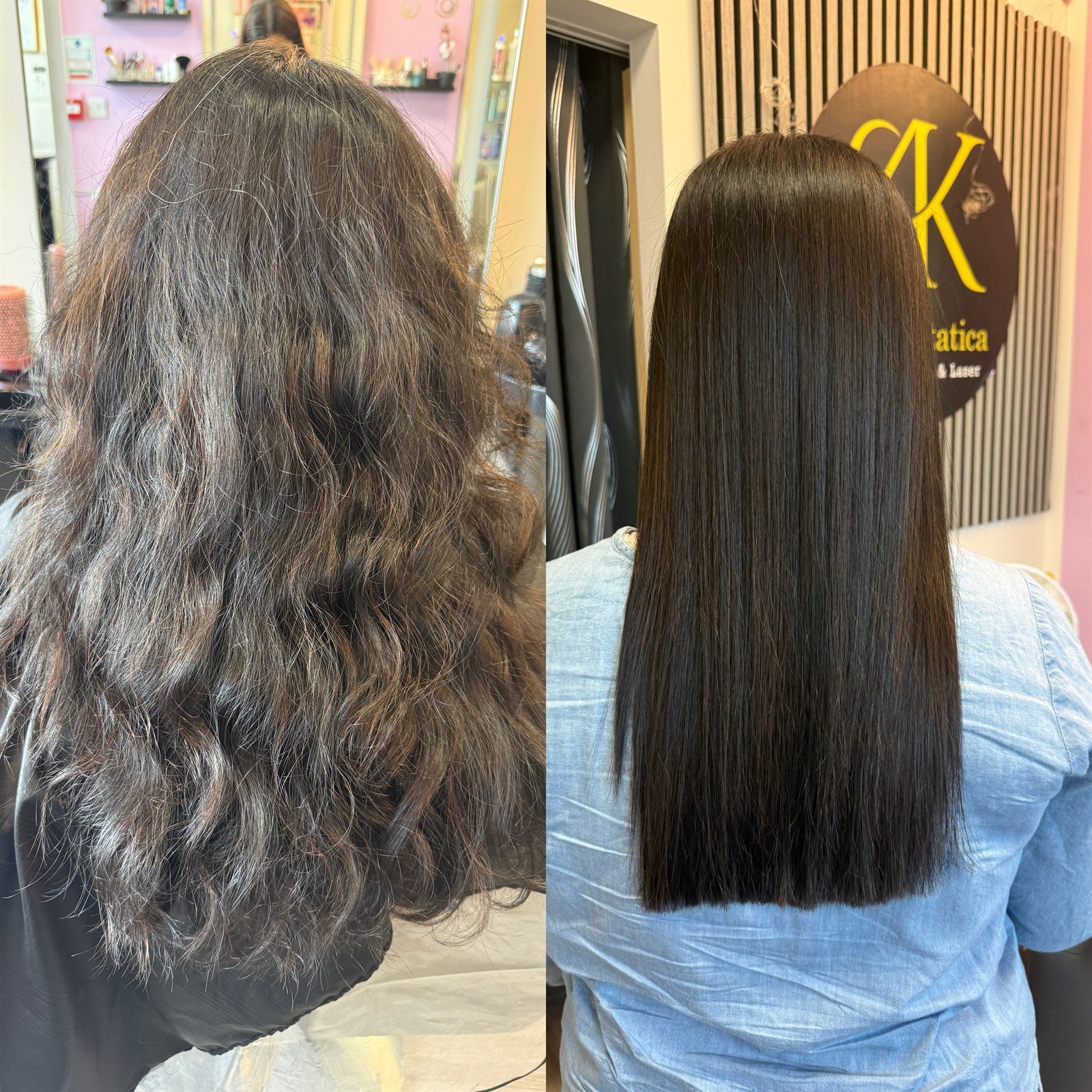 Hair Smoothing Before and After inside Akestatica Salon